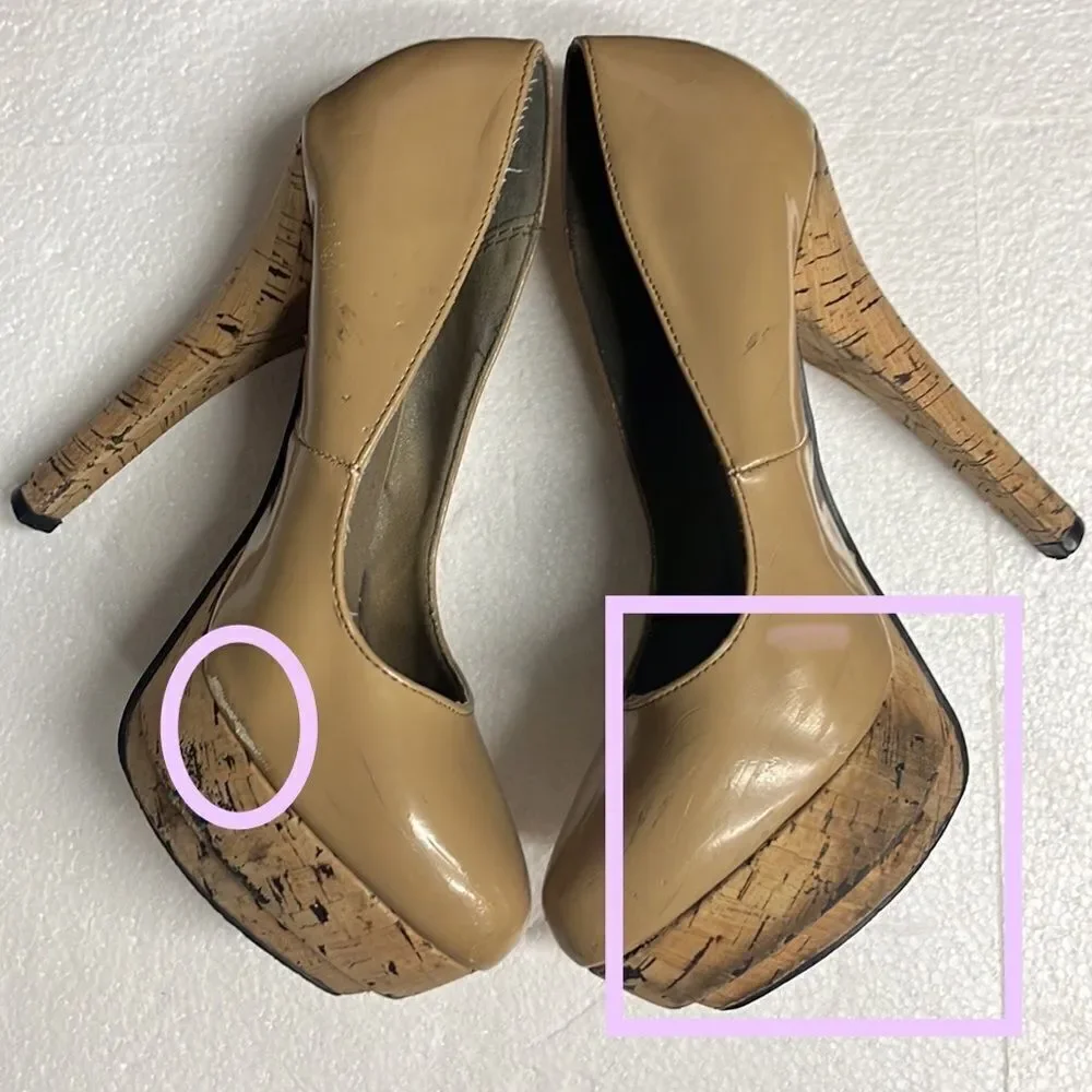 🔥4/$25 MICHAEL ANTONIO TAN CORKSCREW PLATFORM HIGH HEELS, 7.5